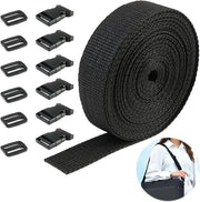 Riemset per animali domestici 6 metri lungo nero 25 mm largo con forti grucce - Per cintura canina e guinzaglio