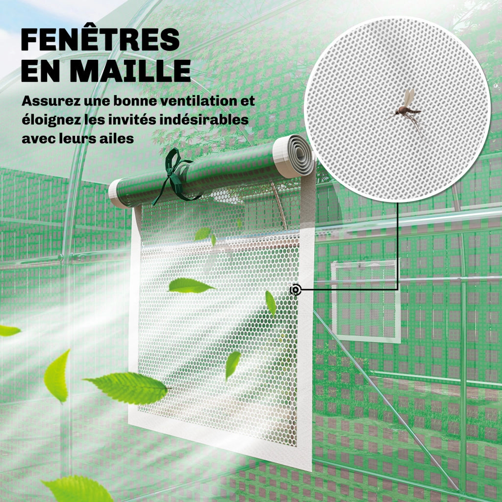 Serra tunnel da giardino 6m2 ¨C Xylo ¨C 200x300x200cm verde con porta e 6 finestre