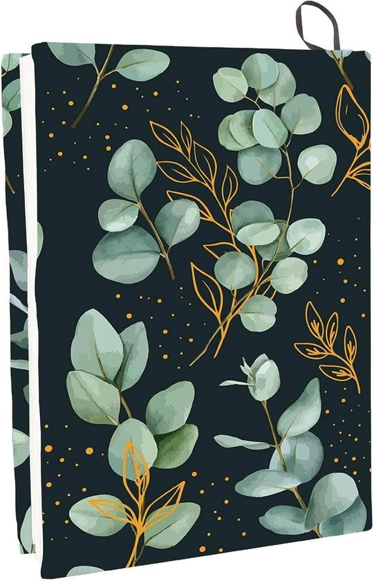 Notebook con copertina verde rigida con disegno fogliame - Lavabile e riciclabile - Nylon poliestere - 22,9 x 45,7 cm - Copertina elastica - Adatto per studenti