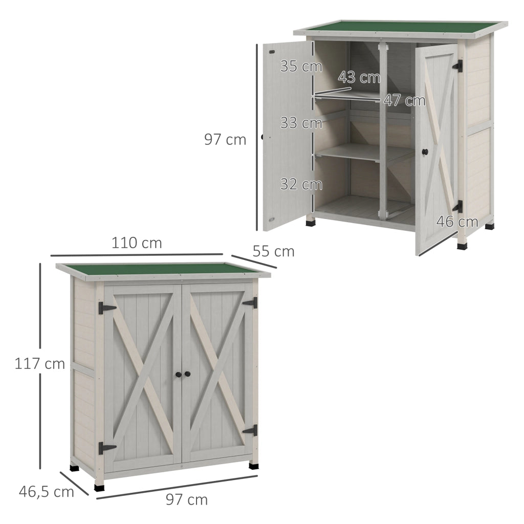 Armadio da Giardino ¨C Zephmum ¨C 2 Porte 2 Ripiani Grigio