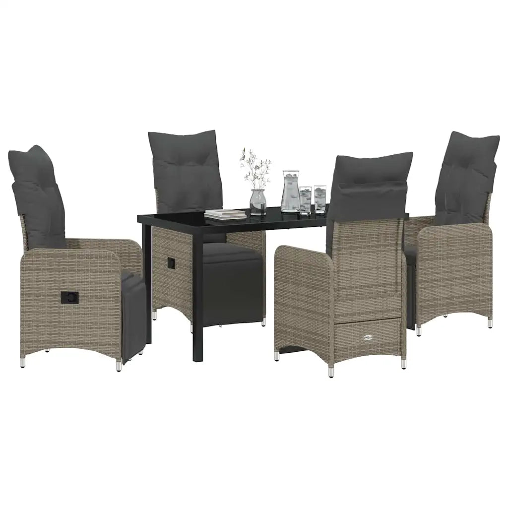 Set da Pranzo per Giardino con cuscino 5 pcs Grigio polyrattan 3379676