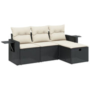 Set Divani da Giardino 4 pz | Set Salotto da Giardino con Cuscini Nero in Polyrattan