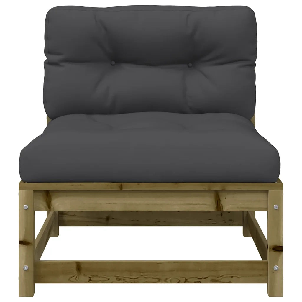 Divano da esterno-Divani Giardino Senza Braccioli con Cuscini 2pz Pino Impregnato 224256