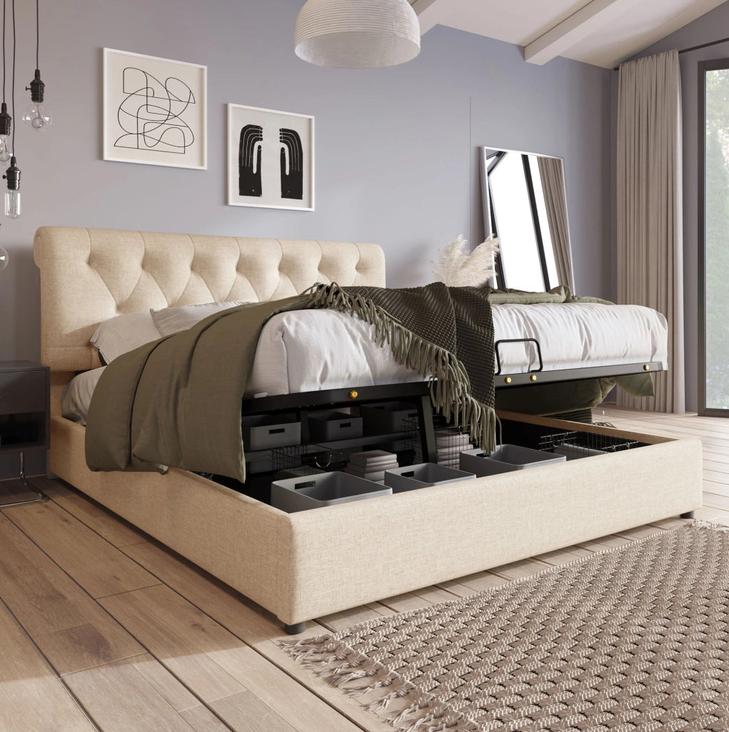 Letto matrimoniale 140x200 cm con contenitore idraulico e materasso H3