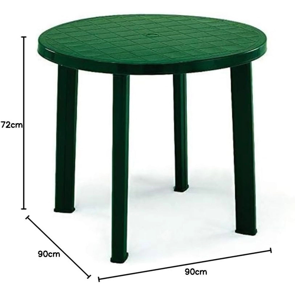 Trade Shop - Tavolo Da Giardino Rotondo Verde In Plastica ø 90 Cm Resistente Arredo Esterno 019733 -