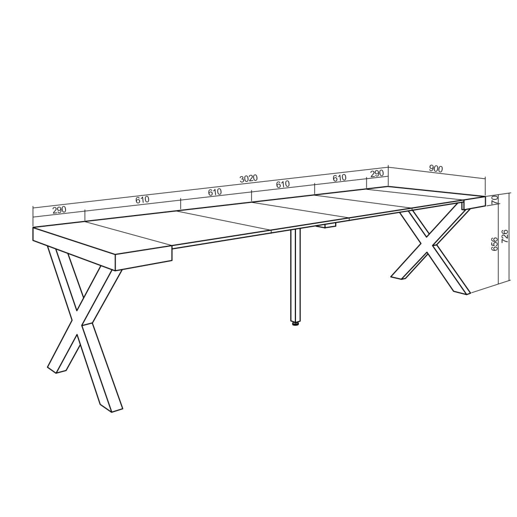 Consolle allungabile, 58 fino 302x90x73cm, Per 14 persone, Gambe in legno, Nero RF2840