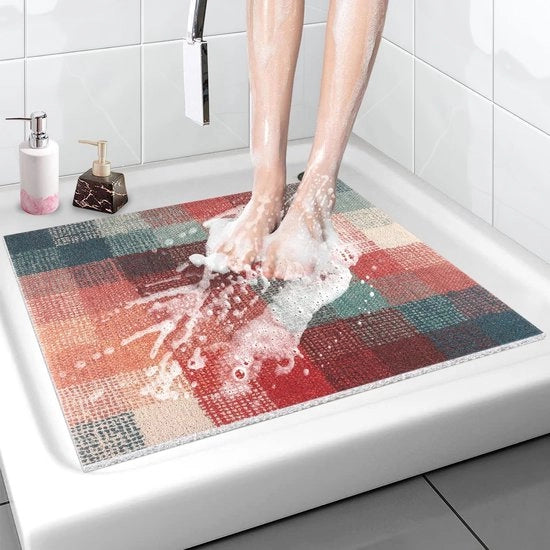 Mat antiscivolo per doccia con fori di scarico, luffa in PVC, mat per massaggi in zone umide, evaporativo, 60 x 60 cm