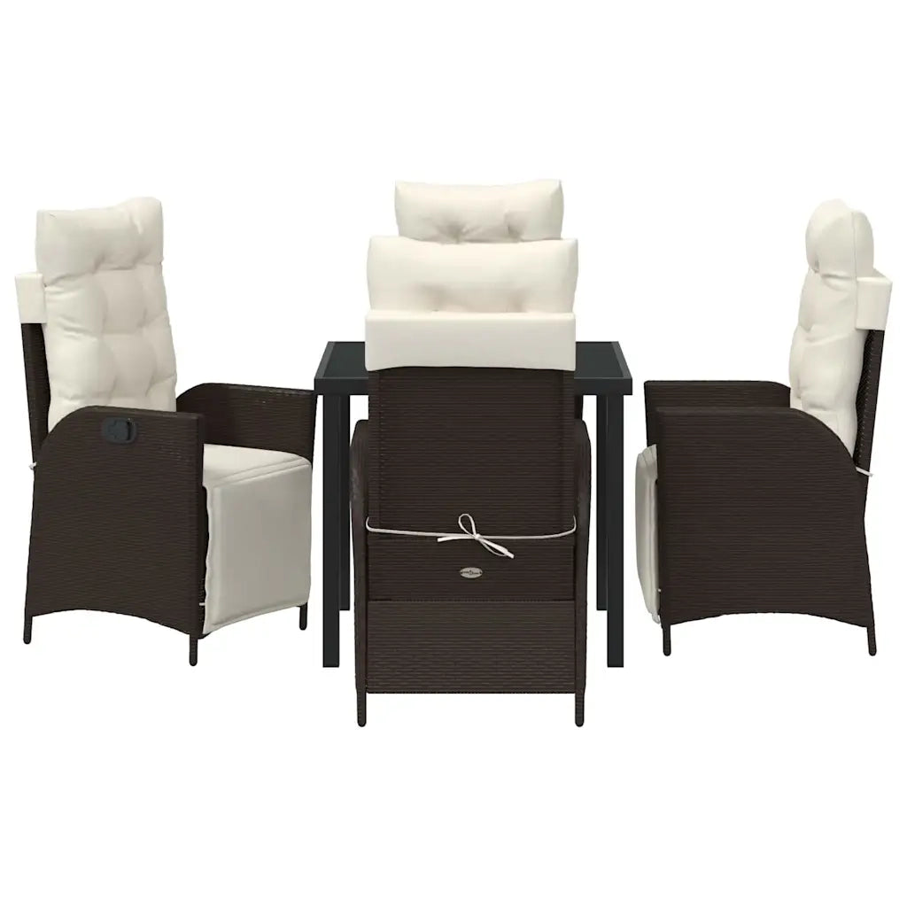 Set da Pranzo per Giardino con cuscino 5 pcs Marrone polyrattan