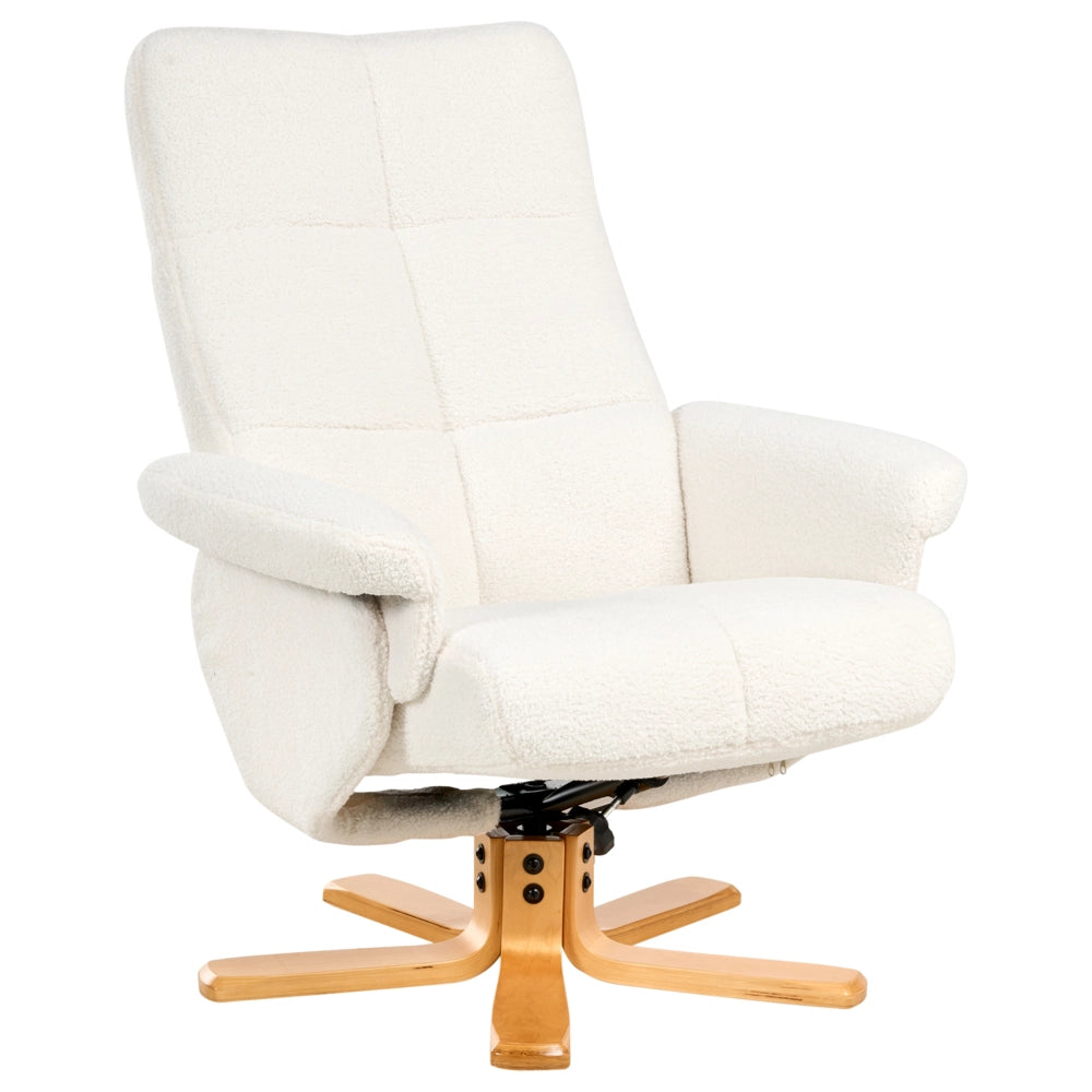 Sedia da ufficio reclinabile tessuto boucle Sgabello girevole reclinabile bianco sporco funzione massaggio riscaldata design retrò