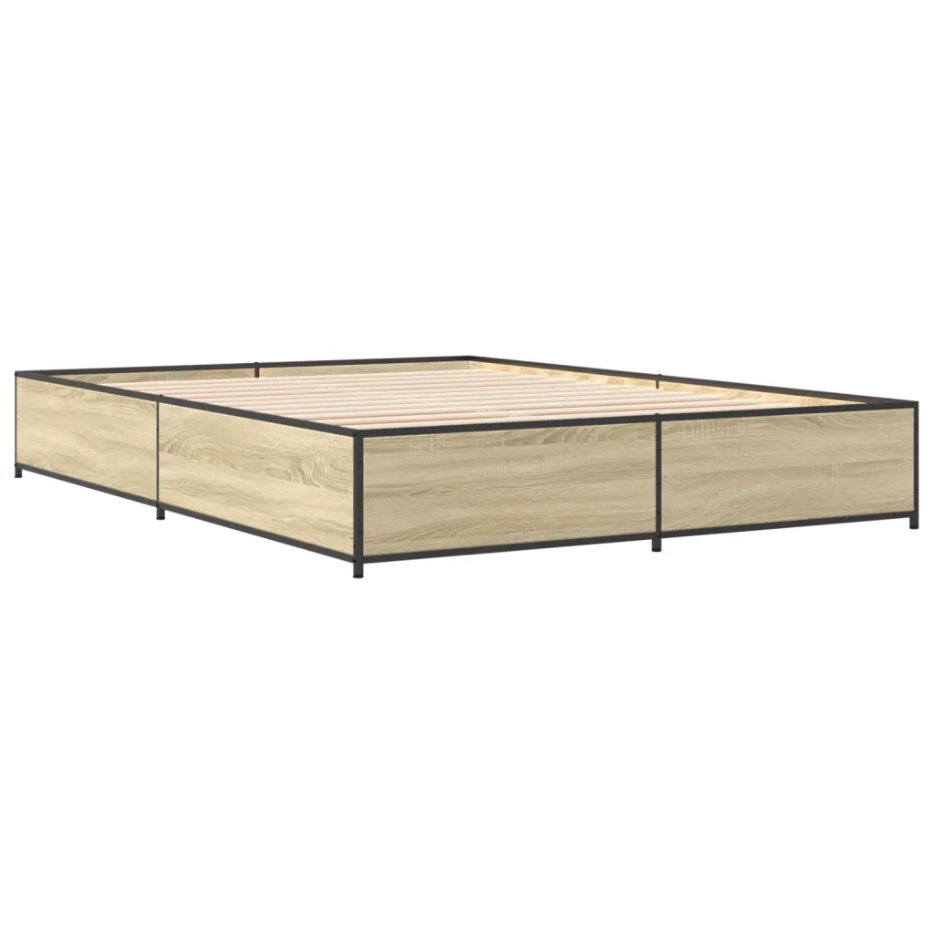 Letto matrimoniale | Letto per adulti | Giroletto Rovere Sonoma 120x190 cm in Legno Multistrato Metallo