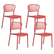 Set di 4 sedie da pranzo in plastica rosso per interni ed esterni da giardino impilabili in stile minimalista