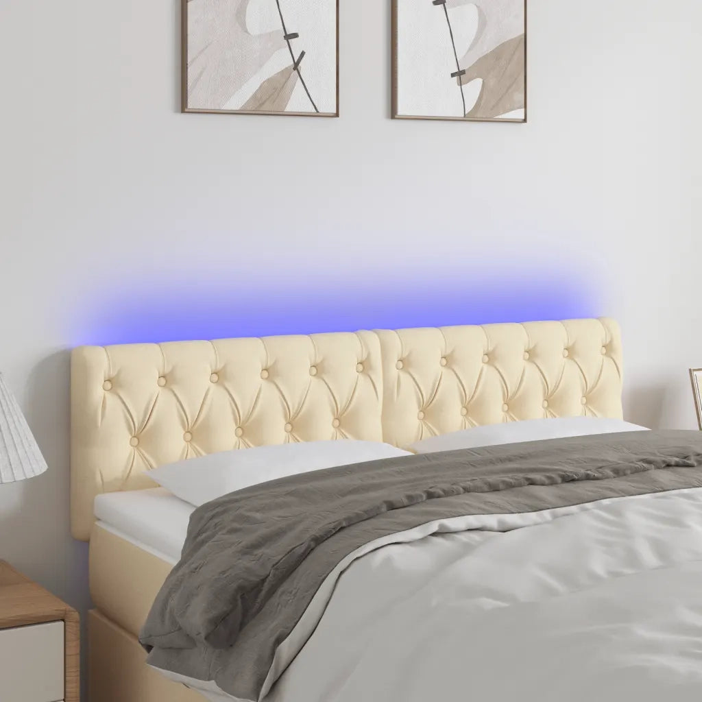 Testiera a LED-Testata con LED Crema 144x7x78/88 cm in Tessuto