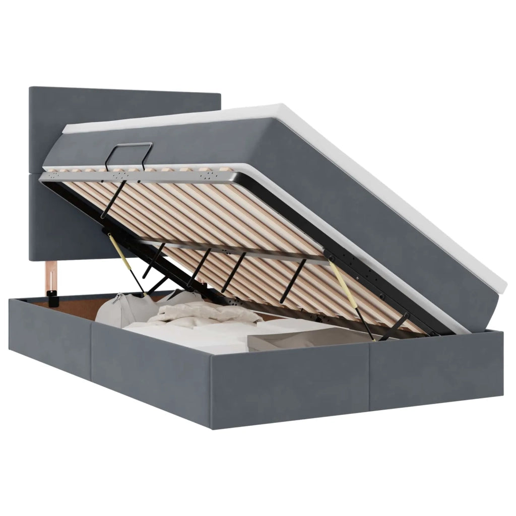 Letto con contenitore e materasso Grigio scuro 120 x 200 cm