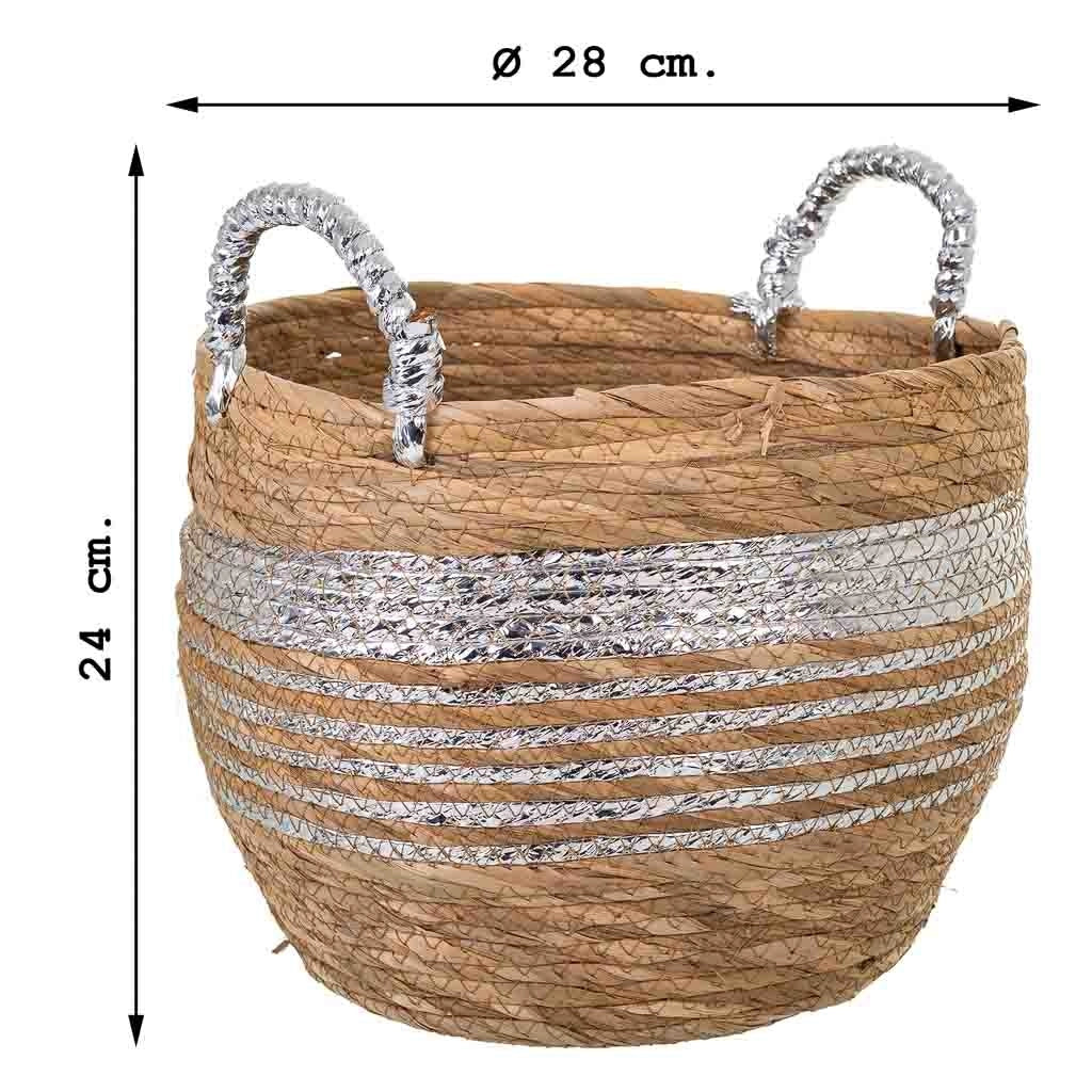 Navicella in fibra naturale marrone 28x28x24h
