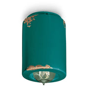 Plafoniera Vintage Ceramica Verde 1 Luce E14