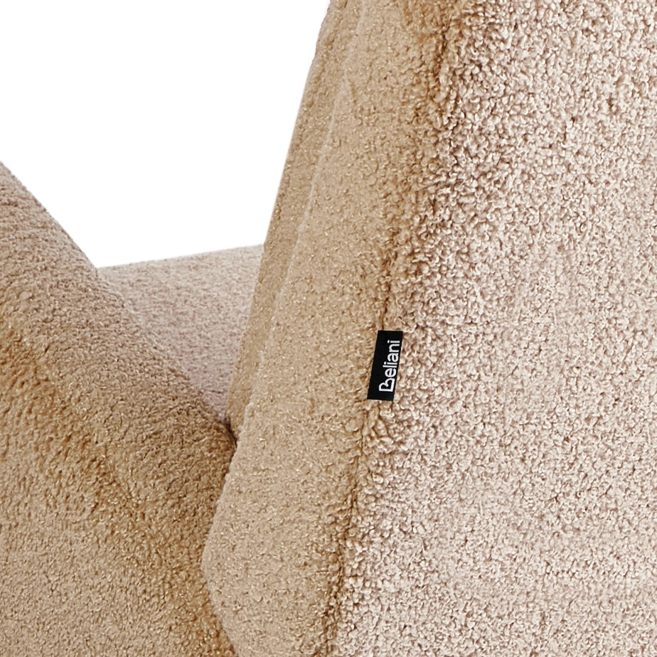 Sedia a dondolo in Boucle beige e legno di gomma soggiorno salotto