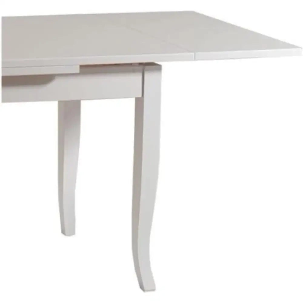 Tavolo da pranzo allungabile fino 160 cm in legno massello e mdf con rifinitura in bianco 100x70x75 H chiuso