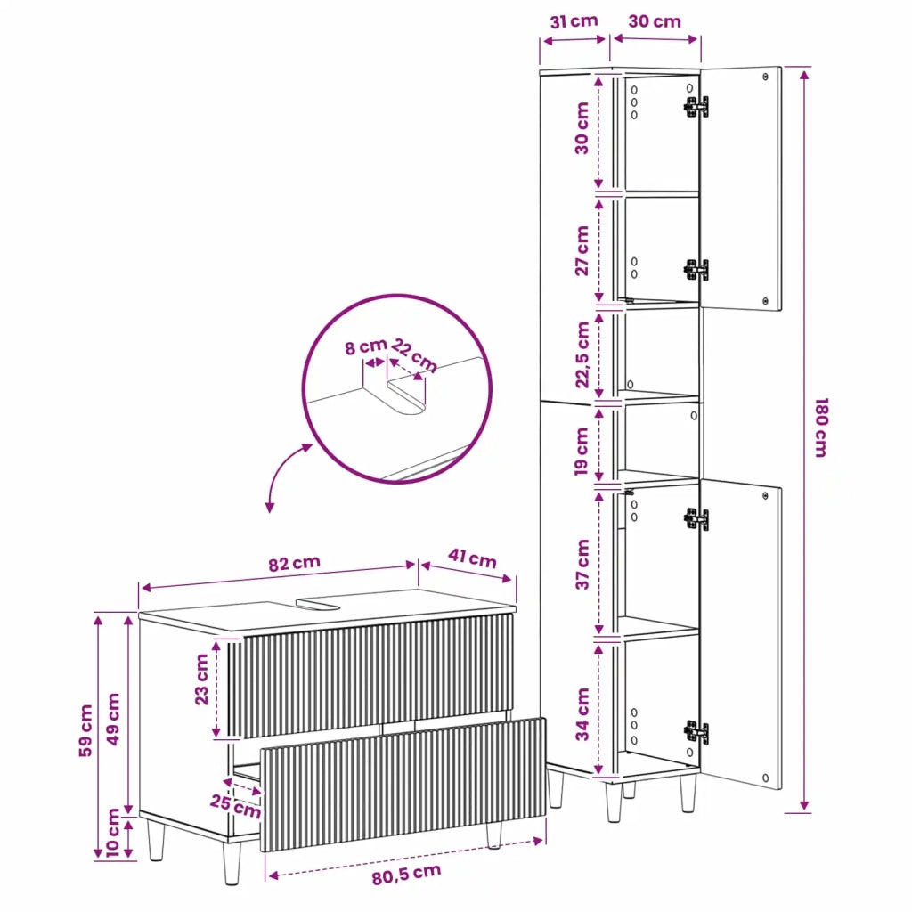 Set di Armadi da Bagno da 2 Pezzi ARNHEM Sonoma grigio 3417528
