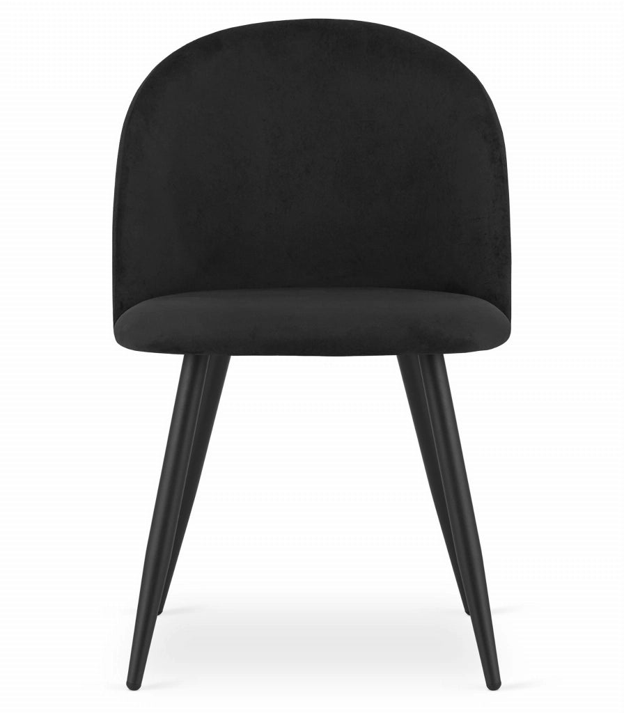 Valora Bello Chair Black Velvet Metal Legs Set di 3