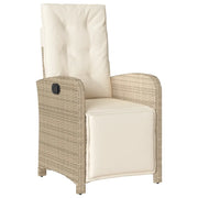 Sedia Reclinabile da Giardino | Sedie da Esterno con Poggiapiedi Beige Polyrattan
