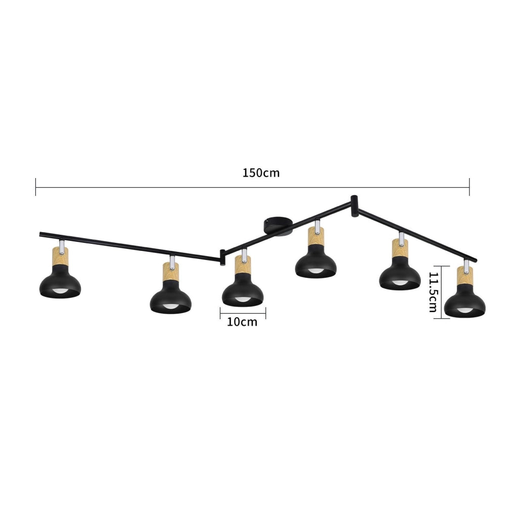 ZMH Faretto da soffitto regolabile vintage nero E14 a 1 fiamma