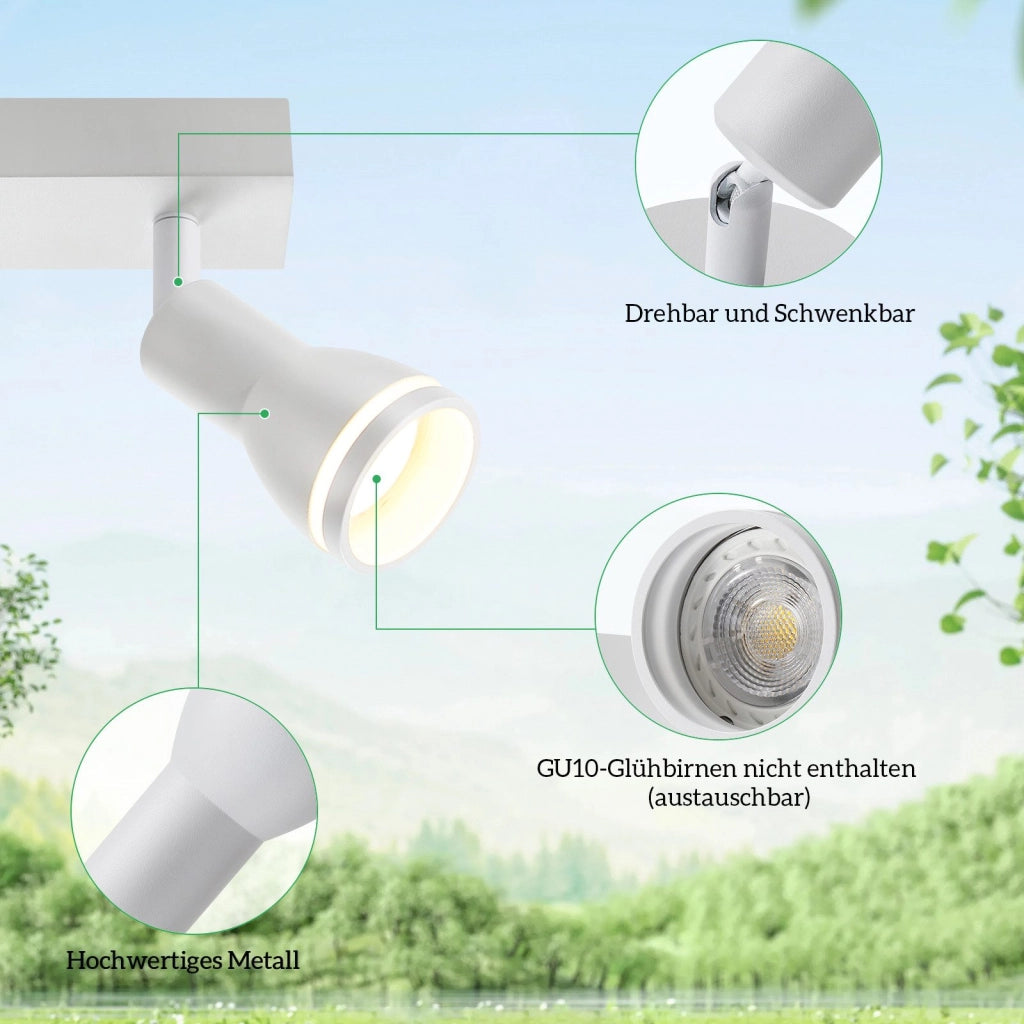 ZMH Faretto da soffitto bianchi 5 luci GU10 metallo orientabili per cucina ufficio soggiorno senza lampadina
