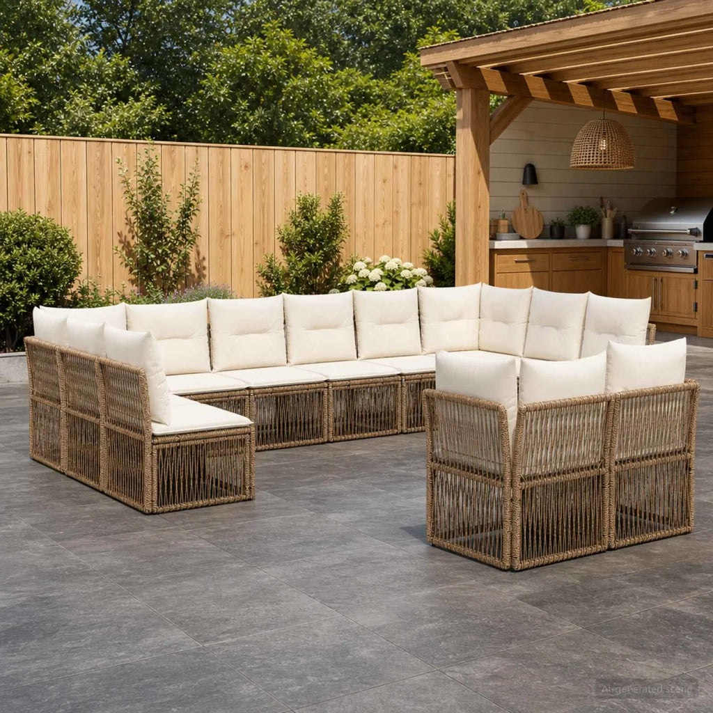 Set Divano da Giardino 12 pz Beige polyrattan 3434400