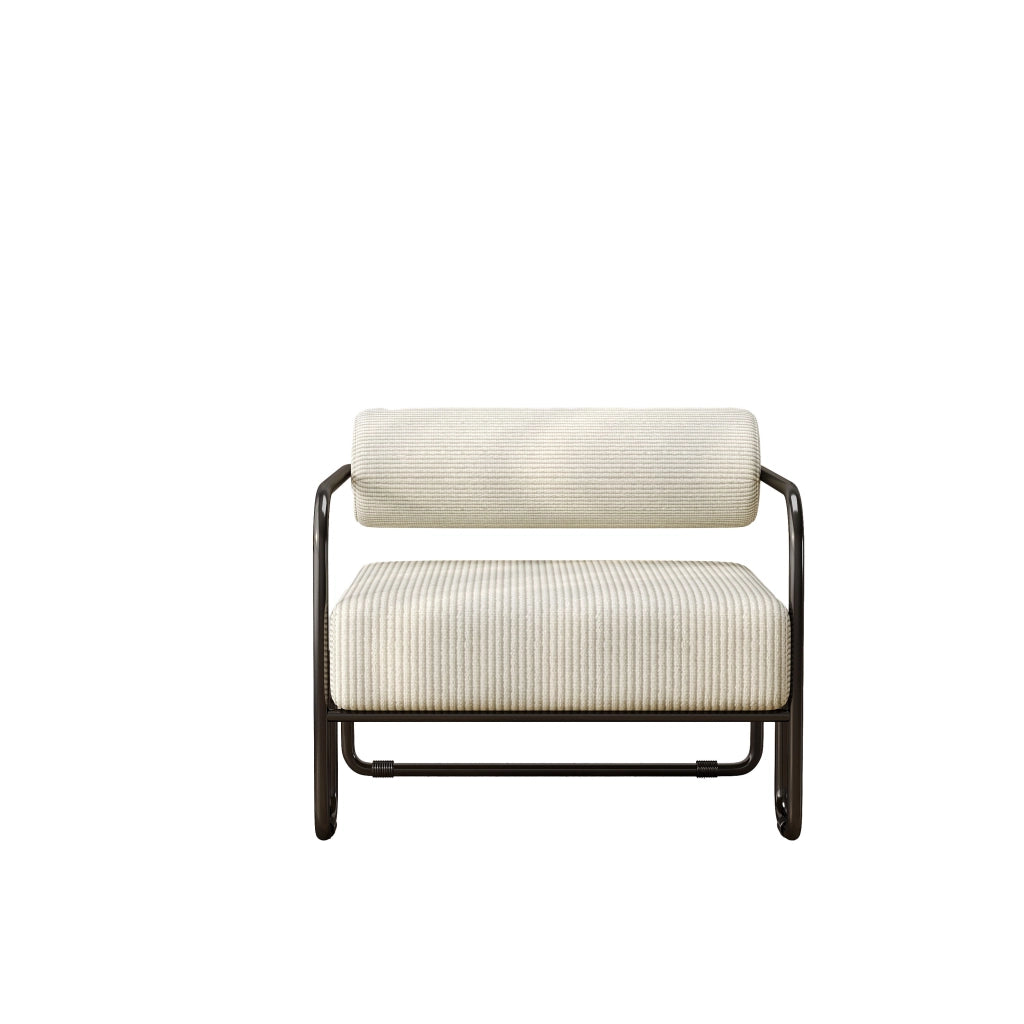 Poltrona Lounge Moderna ¨C MINIMAL ¨C Velluto a Coste, Gambe in Metallo Nero, 68x73x70