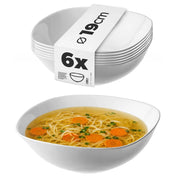Set di 6 ciotole in vetro KADAX da 19 cm per insalata, zuppe e snack, colore bianco.