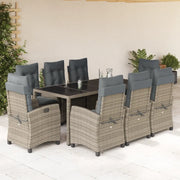 Set da Pranzo da Giardino 9 pz con Cuscini in Polyrattan Grigio 3212652