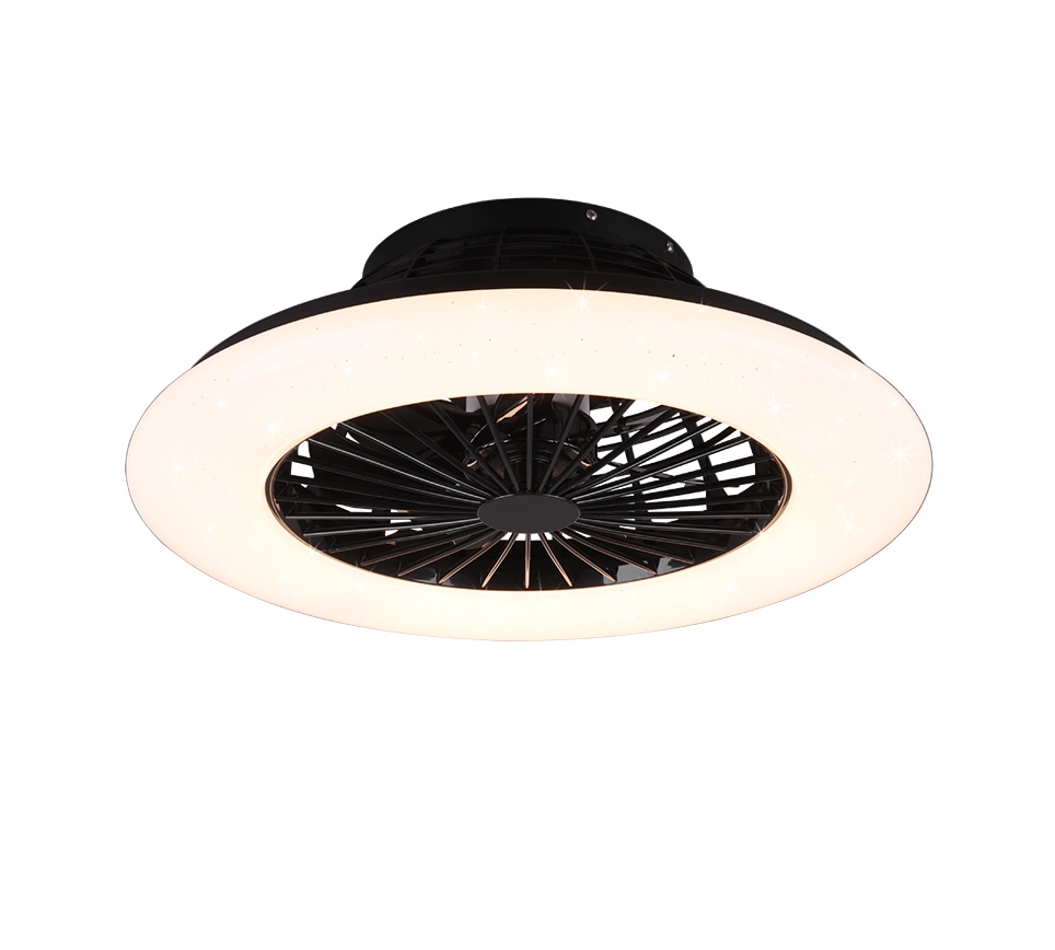 Ventilatore da Soffitto con Plafoniera Lampada LED Nero Stralsund GD Trio