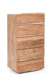 Cassettiera 5 Cassetti 70x45x130 cm in Legno Marrone