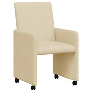 Sedie da Pranzo con Ruote 2 pz | Sedie da cucina Crema 57 x 66 x 94 cm Tessuto