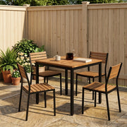 Tavolo da cena da giardino Naturale e Nero 70 x 68,5 x 75 cm 901307