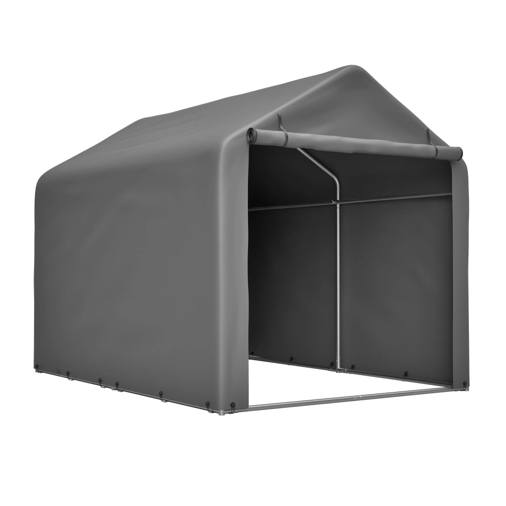 Tenda Garage per Biciclette 160x220x165 cm Grigia con Telo PE Impermeabile, Porta Avvolgibile e 8 Picchetti