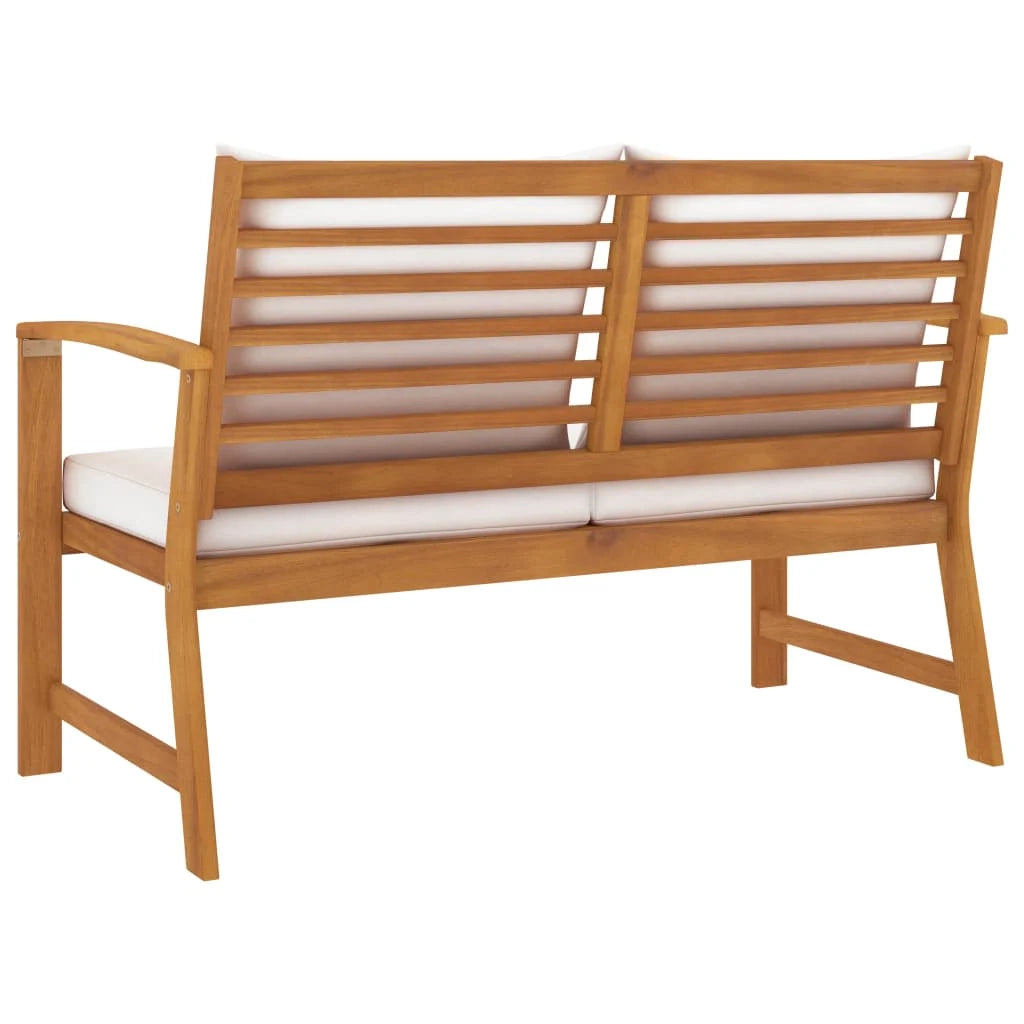 Panca da giardino mobili da esterno per patio mobili da terrazza con cuscino color crema 120 cm legno massello di acacia 02_0011502