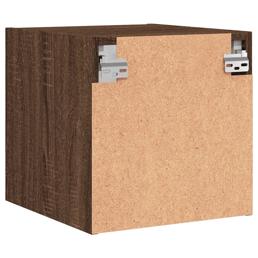 Comodini con Ante in Vetro 2pz-Set di 2 Tavolino da notte Rovere Marrone 35x37x35 cm
