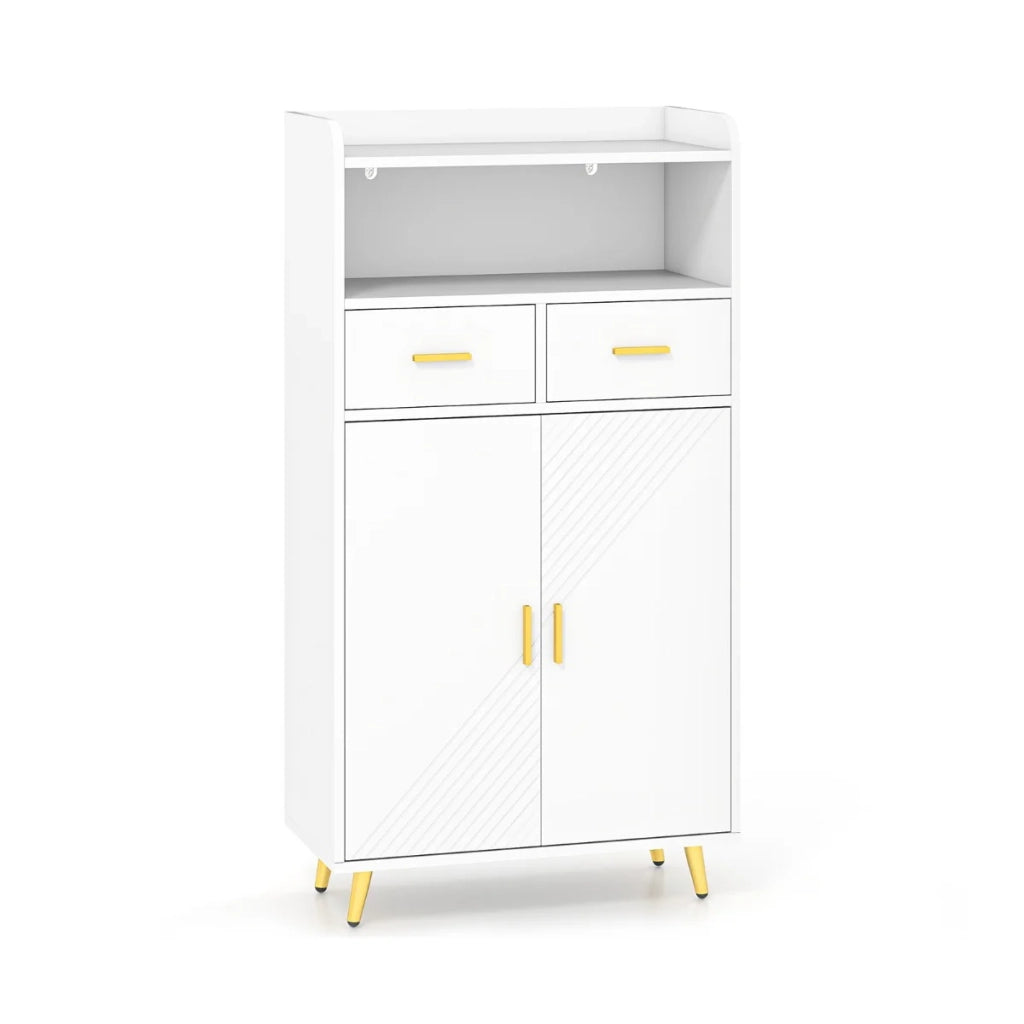 Mobiletto da cucina 60 x 30 x 113 cm con ripiano multifunzione regolabile stile moderno legno bianco 20_0010238