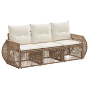 Set Divano da Giardino 3 pcs Beige e Bianco Crema polyrattan 3435336