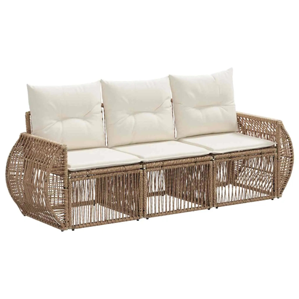 Set Divano da Giardino 3 pcs Beige e Bianco Crema polyrattan 3435336