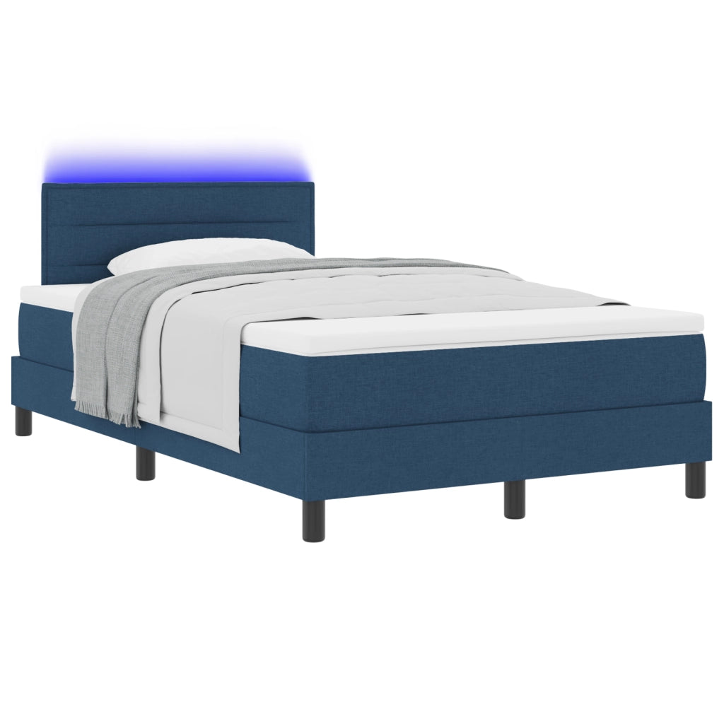 Letto con Rete a Molla e Materasso & LED Blu 120x200 cm Tessuto