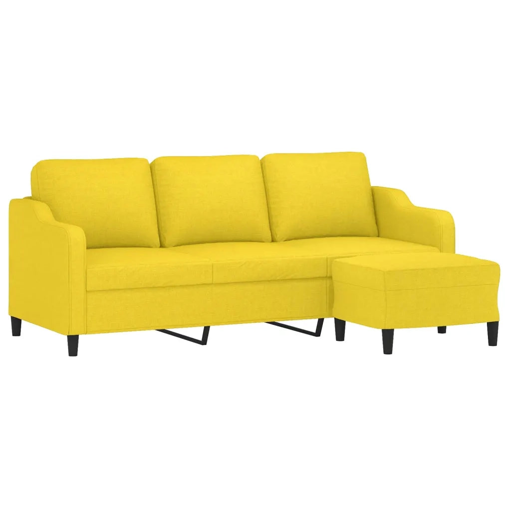 Divano a 3 Posti con Poggiapiedi Giallo Chiaro 180cm in Tessutocod mxl 120703