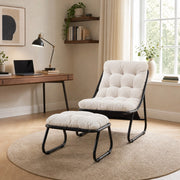 SEDIA Lounge da esterno con pouf 65x78x86 cm acciaio bianco