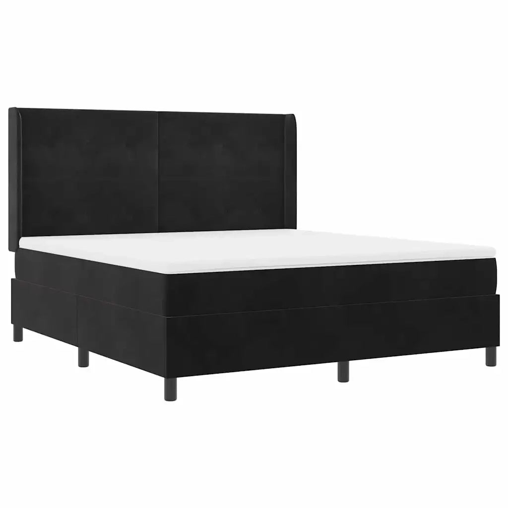Letto a molle con materasso Nero 180 x 200 cm Velluto 3342022