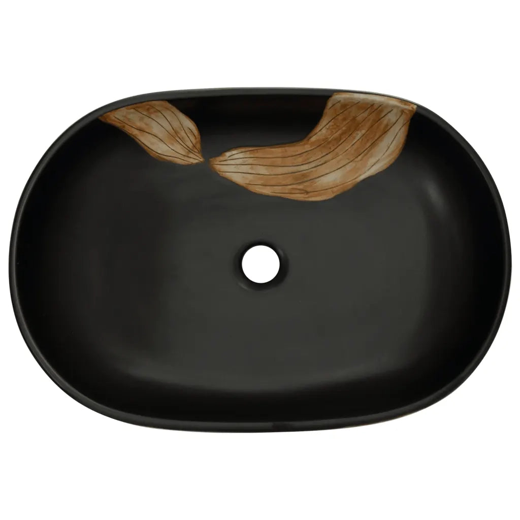 Lavabo da Appoggio Nero Ovale 59x40x14 cm Ceramica CFW9827384