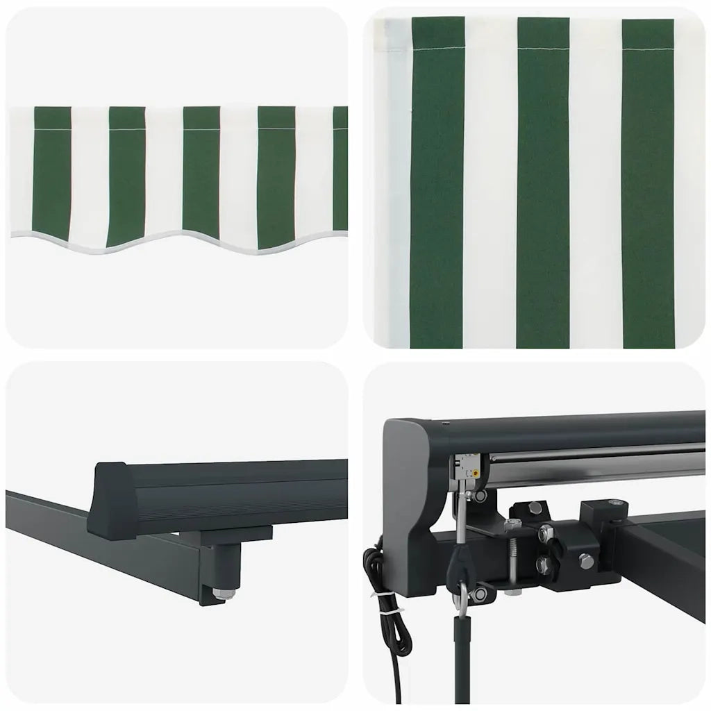 vidaXL Tenda Retrattile Verde e Bianco 400x300 cm Tessuto