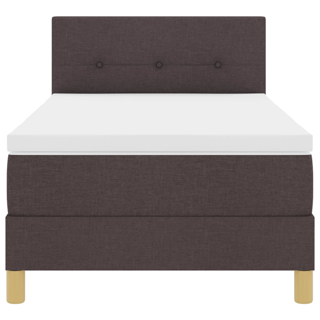 Letto con Box Spring e Materasso Marrone Scuro 90x200 cm Tessuto