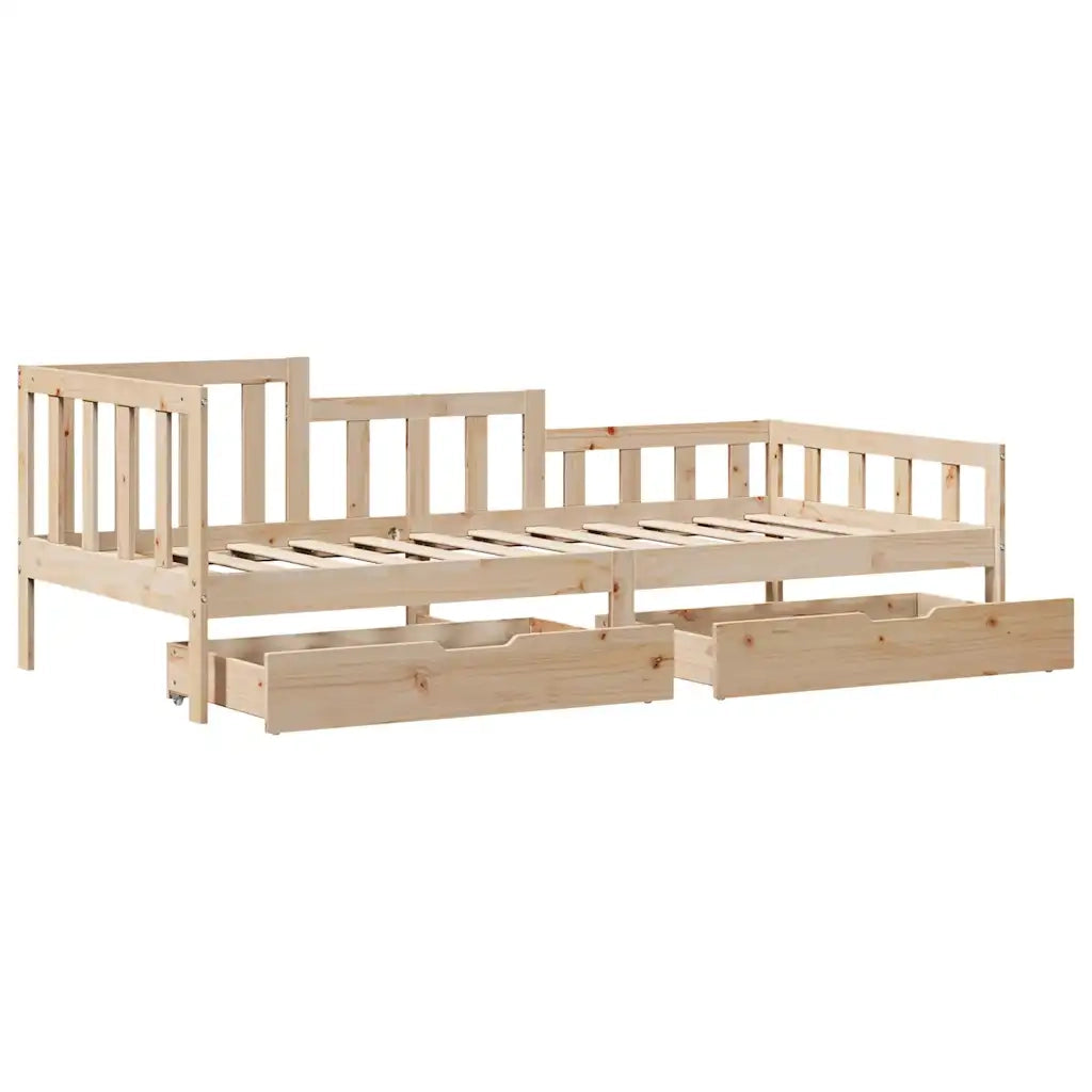 Dormeuse con Cassetti 80x200 cm in Legno Massello di Pino