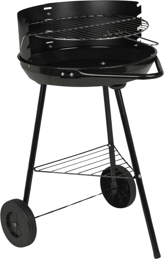 Barbecue portatile con maniglie a ruote per legna da barbecue in giardino