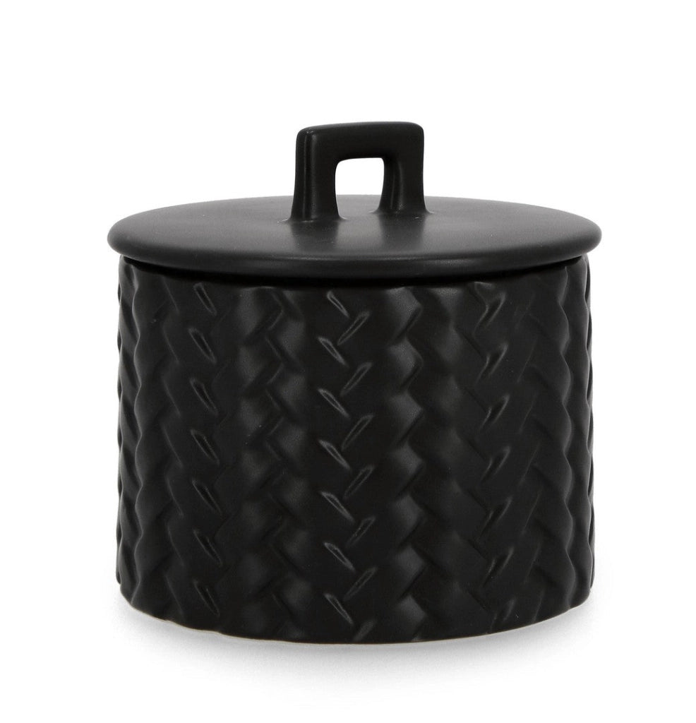 Candela con Coperchio Ø14,5x14 cm in Ceramina Twine Nero